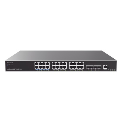 Switch Capa 3 PoE+ Administrable / 24 puertos 10/100/1000 Mbps + 4 Puertos SFP+ de 10 Gigabits / Hasta 360W / Compatible con GWN Cloud.