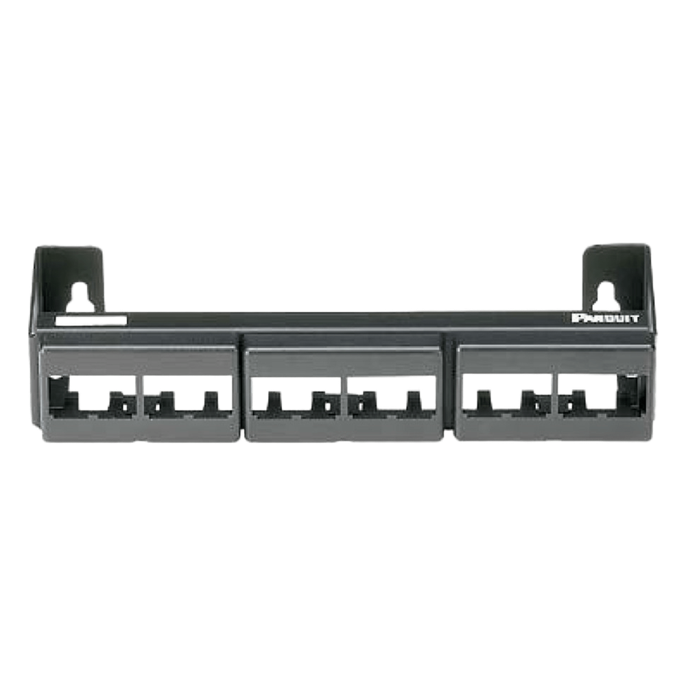 Panel de Parcheo Modular (Sin Conectores), de 12 Puertos Mini-Com, Instalación en Pared con Montaje Incluido, Color Negro