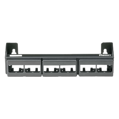 Panel de Parcheo Modular (Sin Conectores), de 12 Puertos Mini-Com, Instalación en Pared con Montaje Incluido, Color Negro