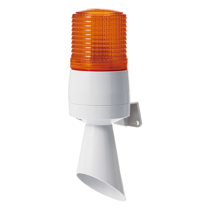 Luz LED con patrones de destello fijo y destellante con buzzer incorporado de alto volumen Máx. 95 dB color Ámbar 24 VCD