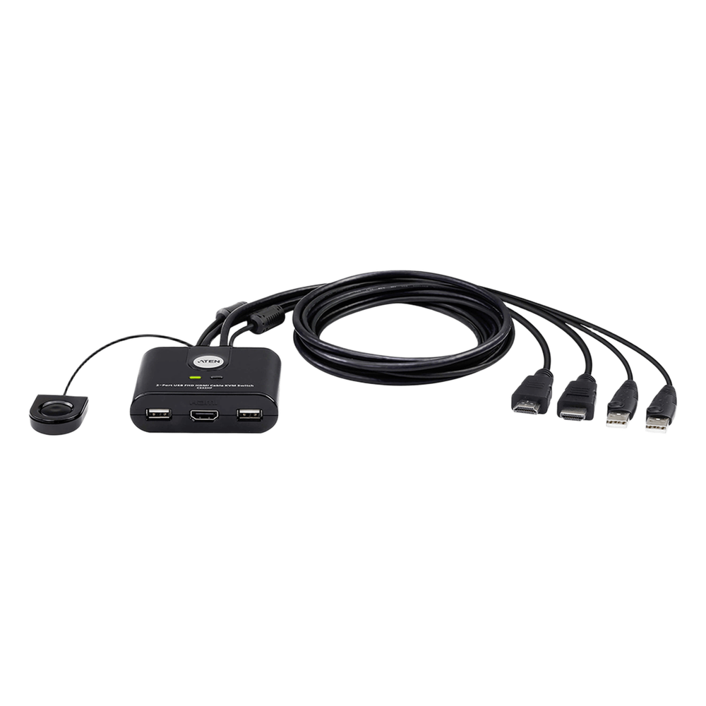 Switch KVM | USB FHD HDMI | de 2 puertos en formato cable | 1920x1080 @ 60Hz (FHD) | HDCP 1.4 | Conecta y controla 2 equipos con un solo monitor