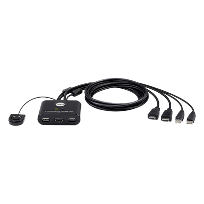 Switch KVM | USB FHD HDMI | de 2 puertos en formato cable | 1920x1080 @ 60Hz (FHD) | HDCP 1.4 | Conecta y controla 2 equipos con un solo monitor