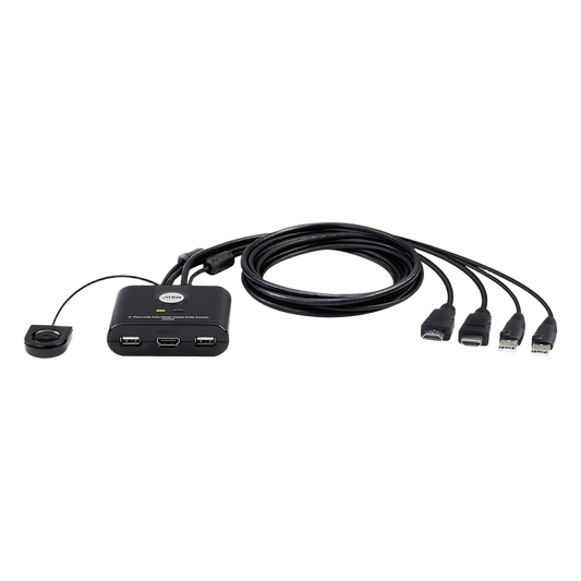 Switch KVM | USB FHD HDMI | de 2 puertos en formato cable | 1920x1080 @ 60Hz (FHD) | HDCP 1.4 | Conecta y controla 2 equipos con un solo monitor