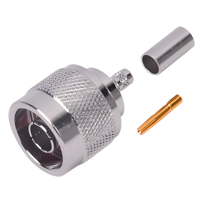 Conector N Macho Inverso de Anillo Plegable para cables RG-58/U, RG-142/U