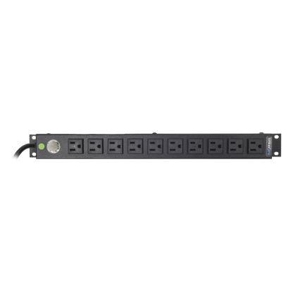 Multicontacto Horizontal (PDU) de 10 Contactos (NEMA 5-15R) Rack 19" 1UR. Voltaje Entrada/Salida: 120Vca/15A