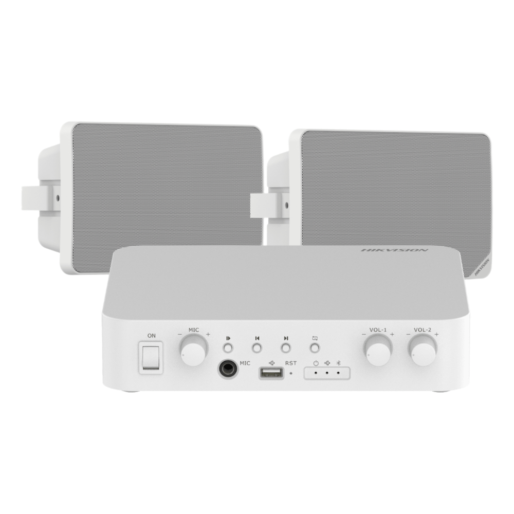 Kit de amplificador compatible con Spotify | Bluetooth | 2 altavoces para pared | sistema 100v | 2 canales con control de volumen independiente |