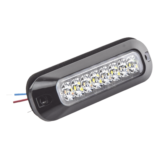 Luz Auxiliar de 8 LED, Rojo/Blanco, Lente Transparente