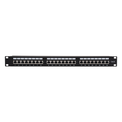 Panel de Parcheo de Impacto (110) Blindado (STP) de 24 Puertos Cat6, 19 Pulgadas