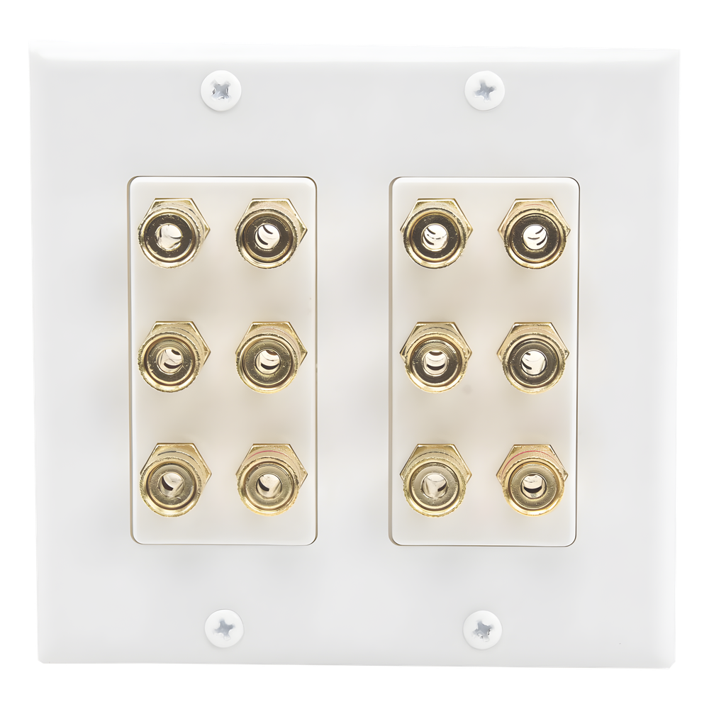 Placa de Pared | Postes de Unión Tipo Banana | Conexión para 6 Altavoces | Fácil Instalación | Conectores Chapados en Oro