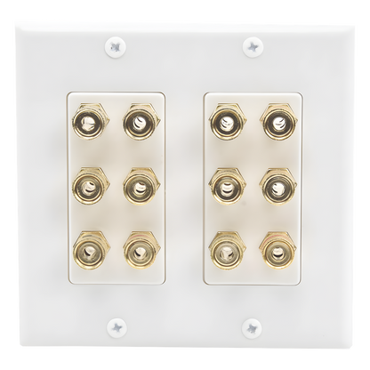 Placa de Pared | Postes de Unión Tipo Banana | Conexión para 6 Altavoces | Fácil Instalación | Conectores Chapados en Oro