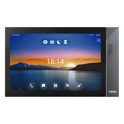 Monitor IP/SIP para interior con Android, Wi-Fi, Bluetooth, Pantalla táctil de 10.1", audio de 2 vías, PoE, 8 interfaces de entrada de alarma.