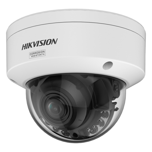 [Dual Light + ColorVu 3.0 + HikAI] Domo IP 4 Megapixel / Lente Mot. 2.8 a 12 mm / 40 mts IR + Luz Blanca / Exterior IP67 / WDR 130 dB / ACUSENSE 3.0