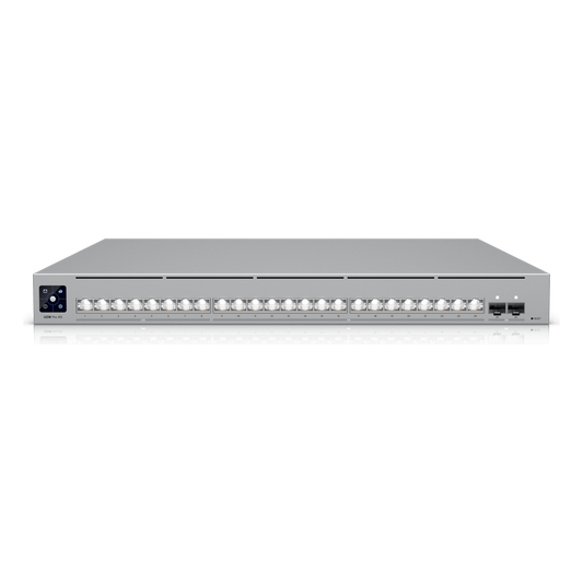 UniFi Switch USW-Pro-XG-24 / Capa 3 / 24 puertos (16 × 10 GbE, 8 × 2,5 GbE) + 2 puertos SFP28 25 G
