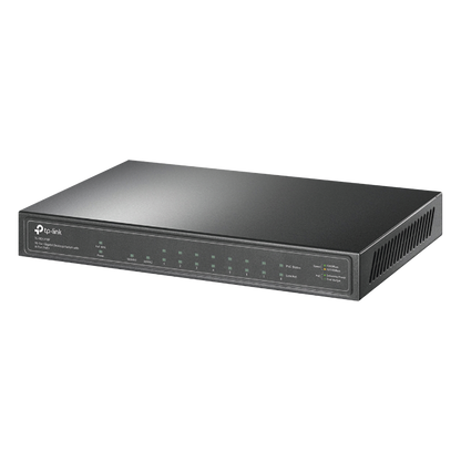 Switch de escritorio PoE+, no Administrable 8 puertos 10/100/1000 Mbps + 1 puertos 10/100/1000 Mbps (Uplink) + 1 puerto SFP, 63W