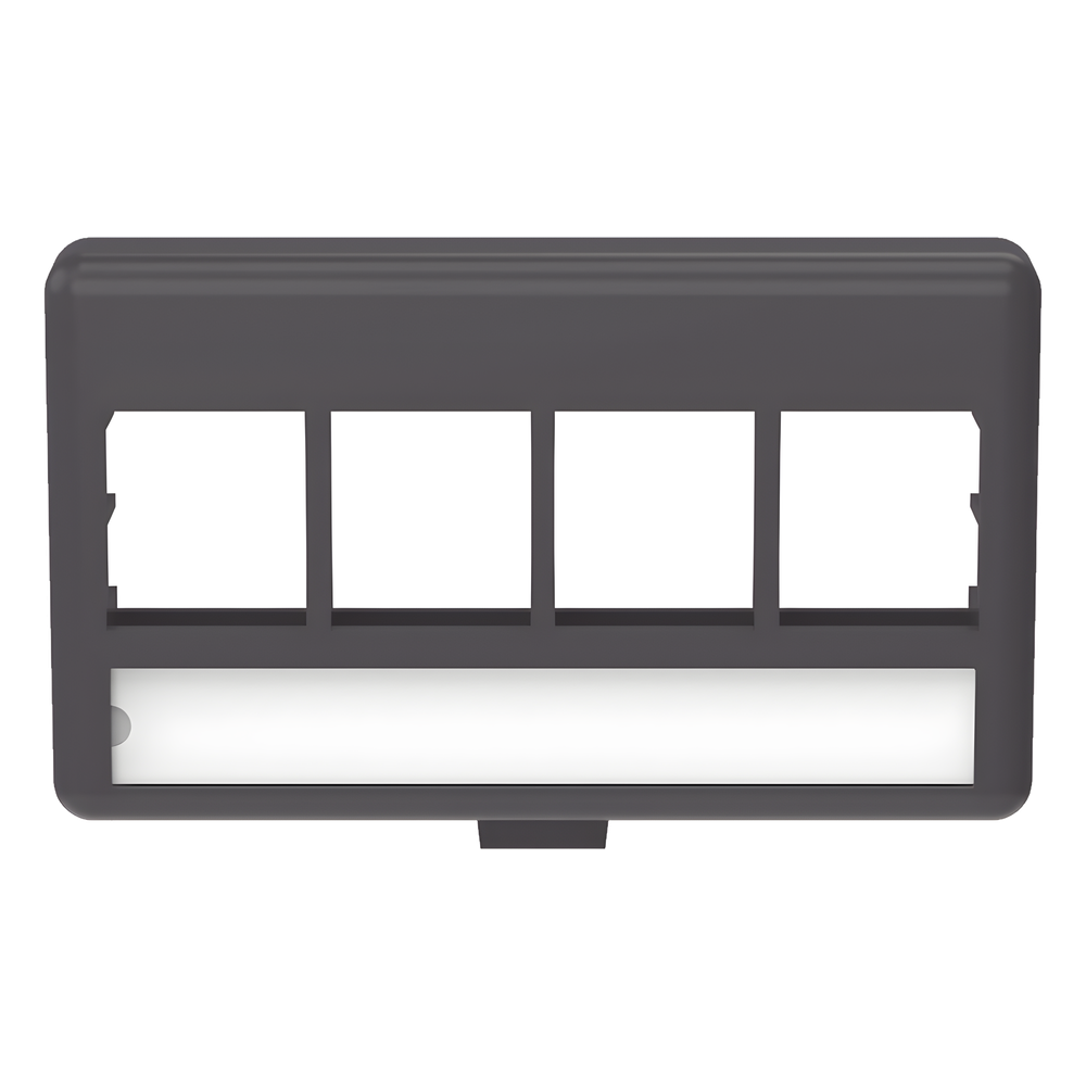Placa de Mobiliario Modular Estándar, Salidas Para 4 Puertos Keystone, Color Negro
