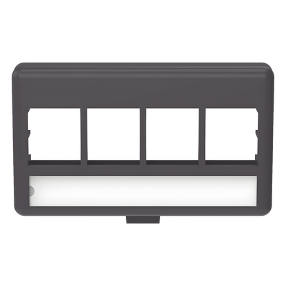 Placa de Mobiliario Modular Estándar, Salidas Para 4 Puertos Keystone, Color Negro