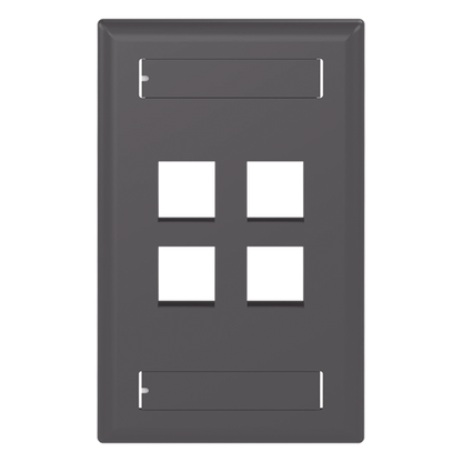 Placa de Pared Vertical, Salida Para 4 Puertos Keystone, Con Espacios Para Etiquetas, Color Negro