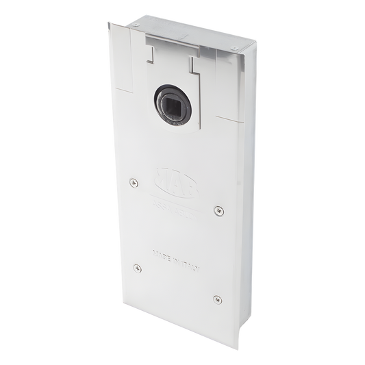 Bisagra de piso, / Cierrapuertas DC450 / Para Puertas de Doble Acción hasta 120 kg / Ángulo de Apertura 130° / Ajuste de Velocidad de Cierre y Latch