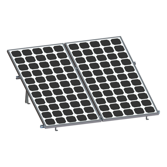 Montaje para 2 Paneles Solares, Riel "8" de 2700mm para Módulos con Espesor de 30-35mm, Velocidad de Viento Máx. 136km/h