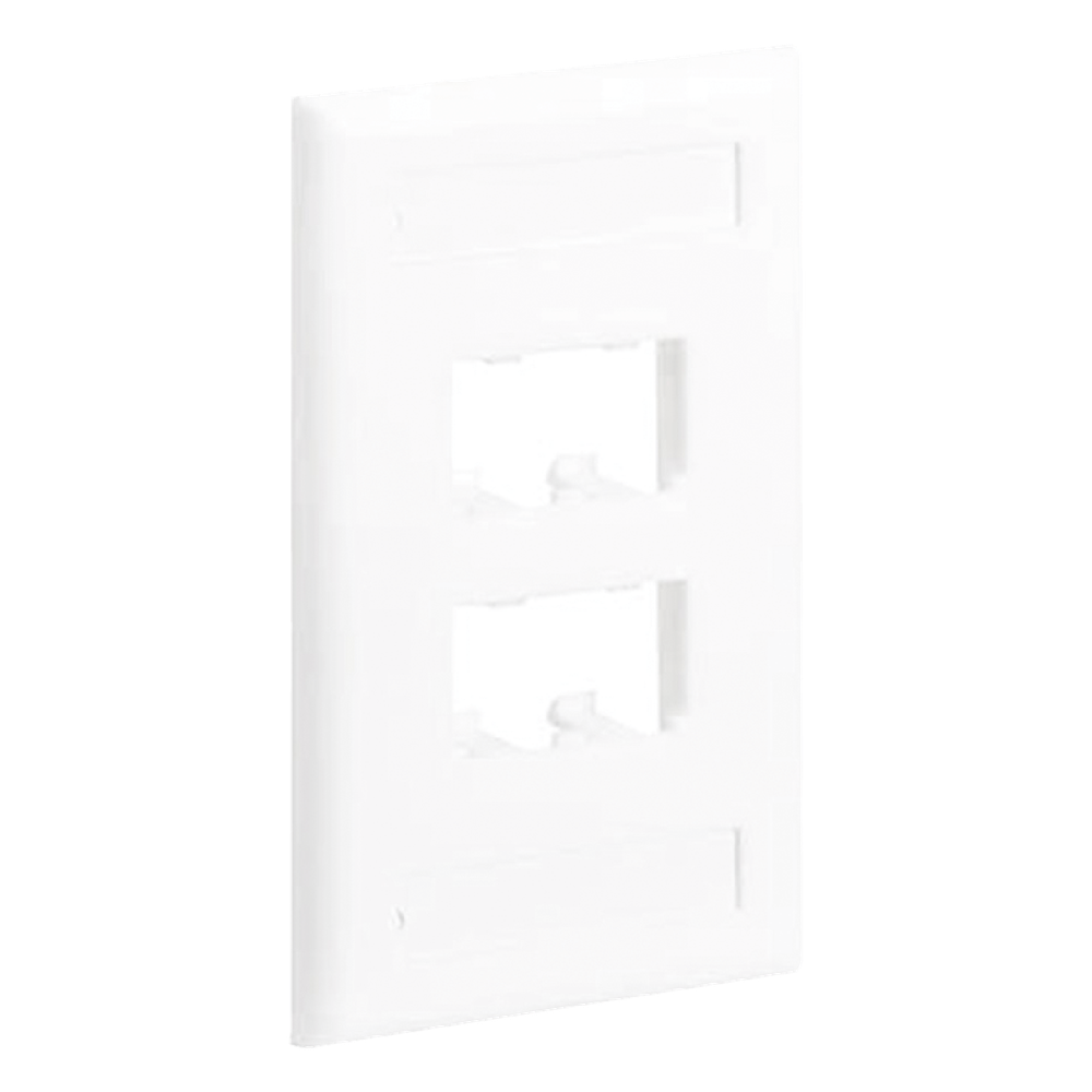Placa de Pared Vertical Clásica, Salida Para 4 Puertos Mini-Com, Con Espacios Para Etiquetas, Color Blanco