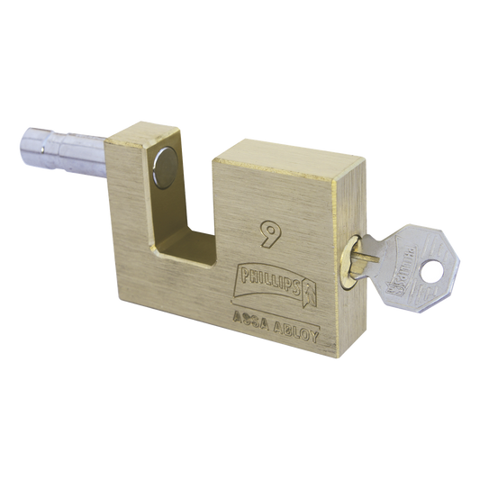 Candado para Cortina Metálica # 9 / Llave PH-52 para 5 pernos de combinación / Cuerpo de Latón.