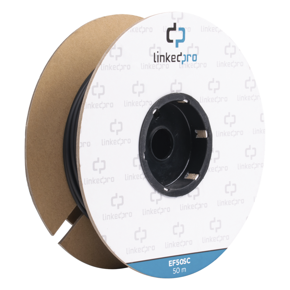 Carrete de Fibra Óptica Monomodo con Conectores SC-SC Duplex, Reforzada con Kevlar, de 50 Metros (164.04 Pies), Para Instalaciones Subterráneas por