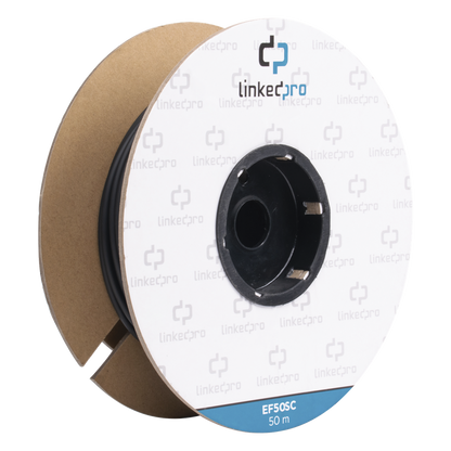 Carrete de Fibra Óptica Monomodo con Conectores SC-SC Duplex, Reforzada con Kevlar, de 50 Metros (164.04 Pies), Para Instalaciones Subterráneas por