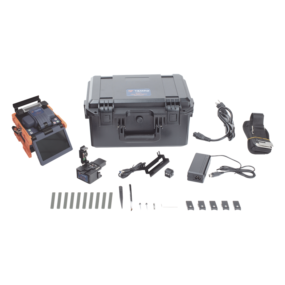 Fusionadora de Fibra Óptica de Alineación Activa por Revestimiento con 4 Motores con Pérdida Típica (SM); 0.02 dB (MM); 0.04 dB) con Pantalla Touch