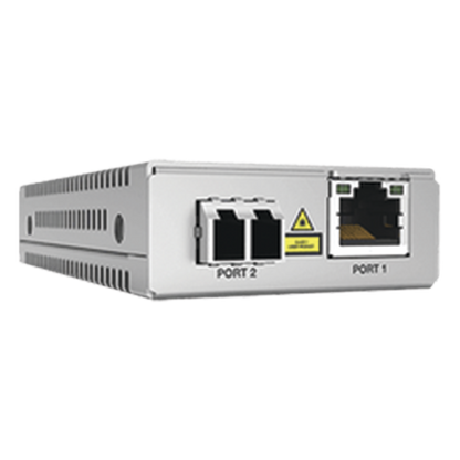 Convertidor de medios Gigabit Ethernet a fibra óptica, conector LC, multimodo (MMF), distancia de 220 hasta 500 m, con fuente de alimentación