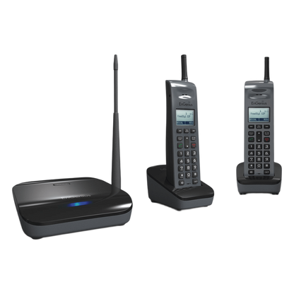 Sistema Telefónico Inalámbrico SIP de Largo Alcance, Incluye Base y Dos Teléfonos Inalámbricos, Soporta 10 Cuentas SIP, Hasta 4 Llamadas Simultaneas,