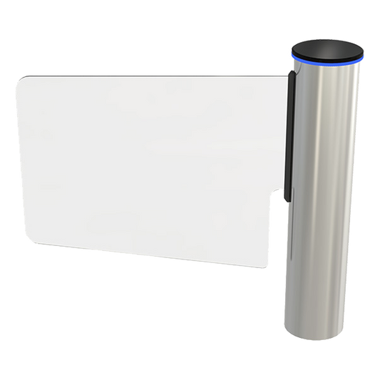 Torniquete Tipo Ala o Bandera Fabricado en Acero Inoxidable 304 con Hoja de Cristal Templado / Acceso Bidireccional con Corona LED