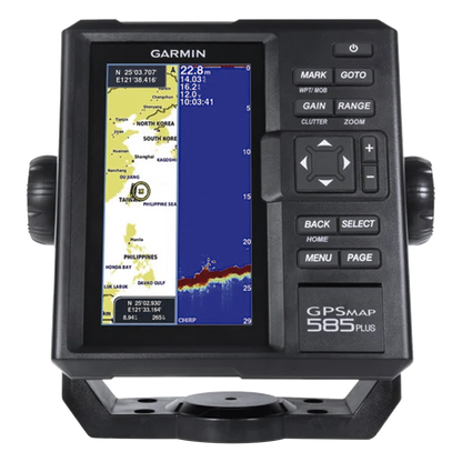 Plotter de Navegación GPSMAP 585 Plus / Pantalla 6" WVGA / Sonar CHIRP 600W / ClearVü Scanning Sonar / Compatible GPS-GLONASS-BeiDou / Quickdraw