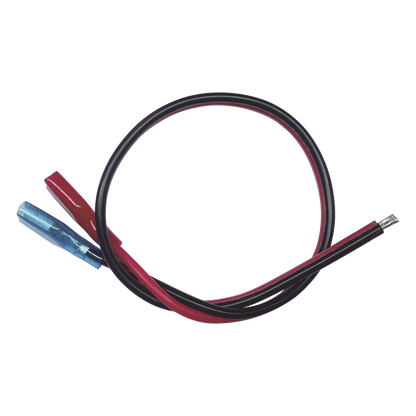 Cables en Paquete Dual / Cable Rojo y Negro / 30 cm (11.81 Pulgadas) / Terminal F1 en un Extremo / Puntas Libres en el Otro / Conexión a Baterías de