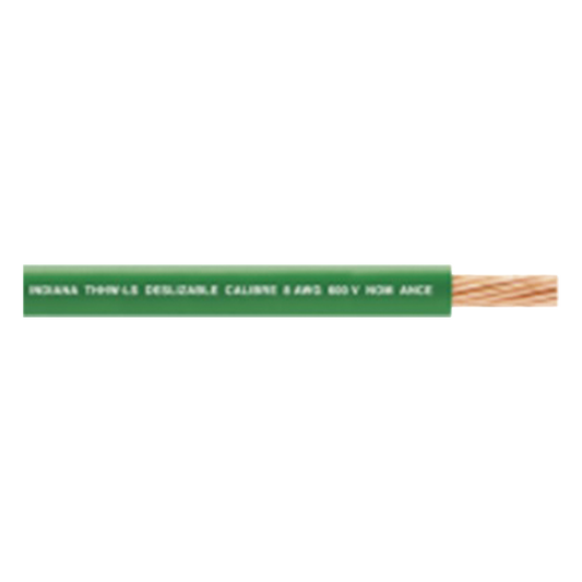 Cable Eléctrico de Cobre Recubierto THW-LS Calibre 4 AWG 19 Hilos Color Verde (100 metros)