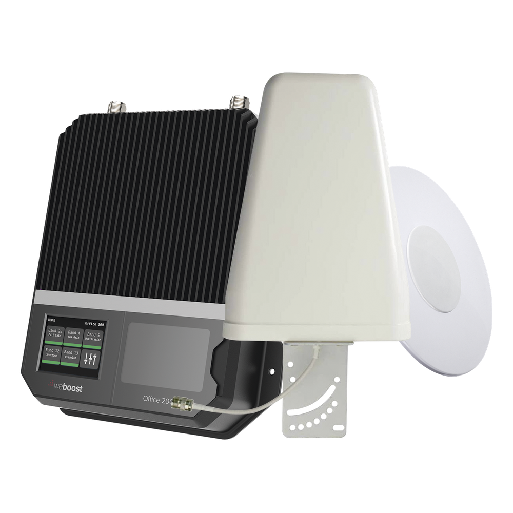 KIT Amplificador Office 200 / Soporta redes 2G, 3G, 4G y Mejora llamadas / Amplifica señal TELCEL, AT&T y MOVISTAR / Con antena direccional / Cubre