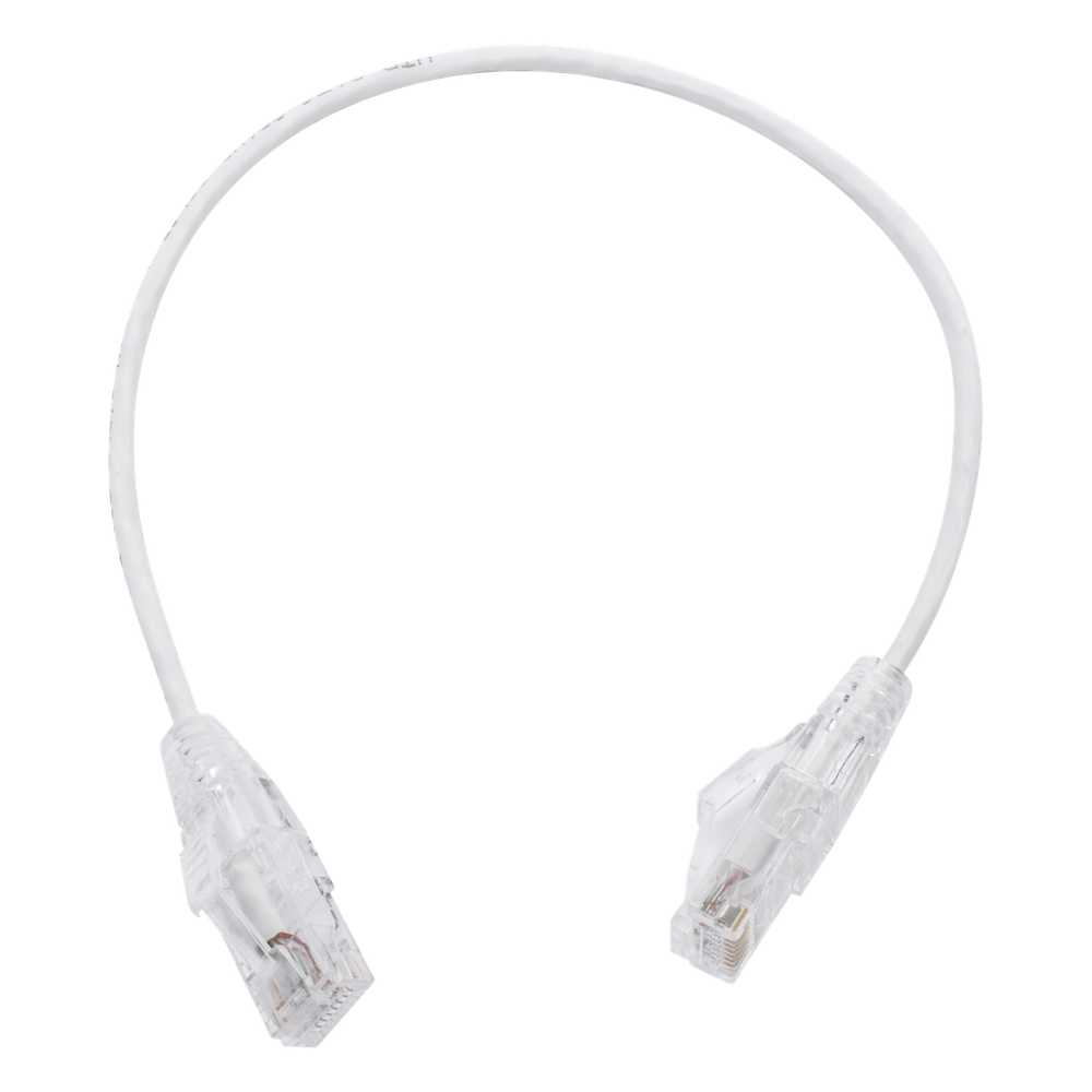 Cable de Parcheo Slim UTP Cat6 - 30 cm (11.81 Pulgadas) Blanco, Diámetro Reducido (28 AWG)