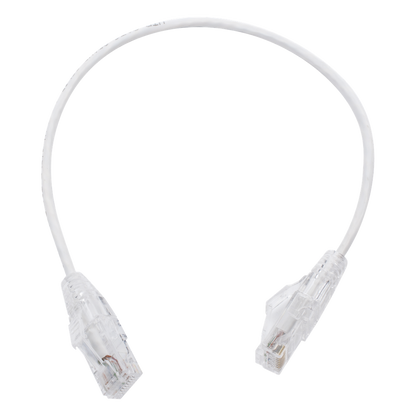 Cable de Parcheo Slim UTP Cat6 - 30 cm (11.81 Pulgadas) Blanco, Diámetro Reducido (28 AWG)