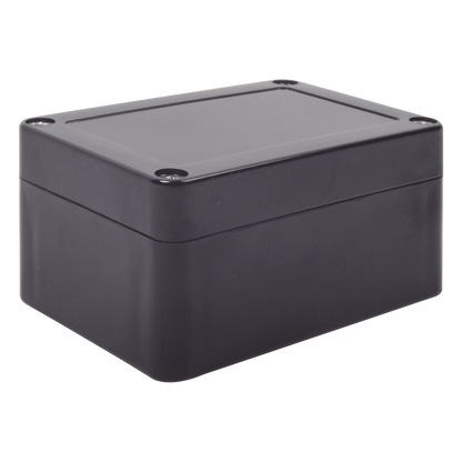 Gabinete Plástico Negro para Exterior (IP65) de 100 x 68 x 50 mm Cierre por Tornillos.