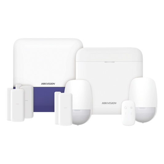(AX PRO) KIT de Alarma AX PRO con GSM (3G/4G) / Incluye: 1 Hub con bateria de respaldo / 2 Sensores PIR / 3 Contactos Magnéticos mini / 1 Control