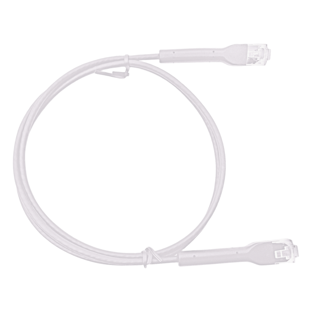 Mini Patch Cord Cat6 Ultra Slim 30 cm (11.81 Pulgadas) Blanco Ahorra Espacio sin Organizadores, con Bota Flexible