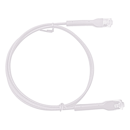 Mini Patch Cord Cat6 Ultra Slim 30 cm (11.81 Pulgadas) Blanco Ahorra Espacio sin Organizadores, con Bota Flexible