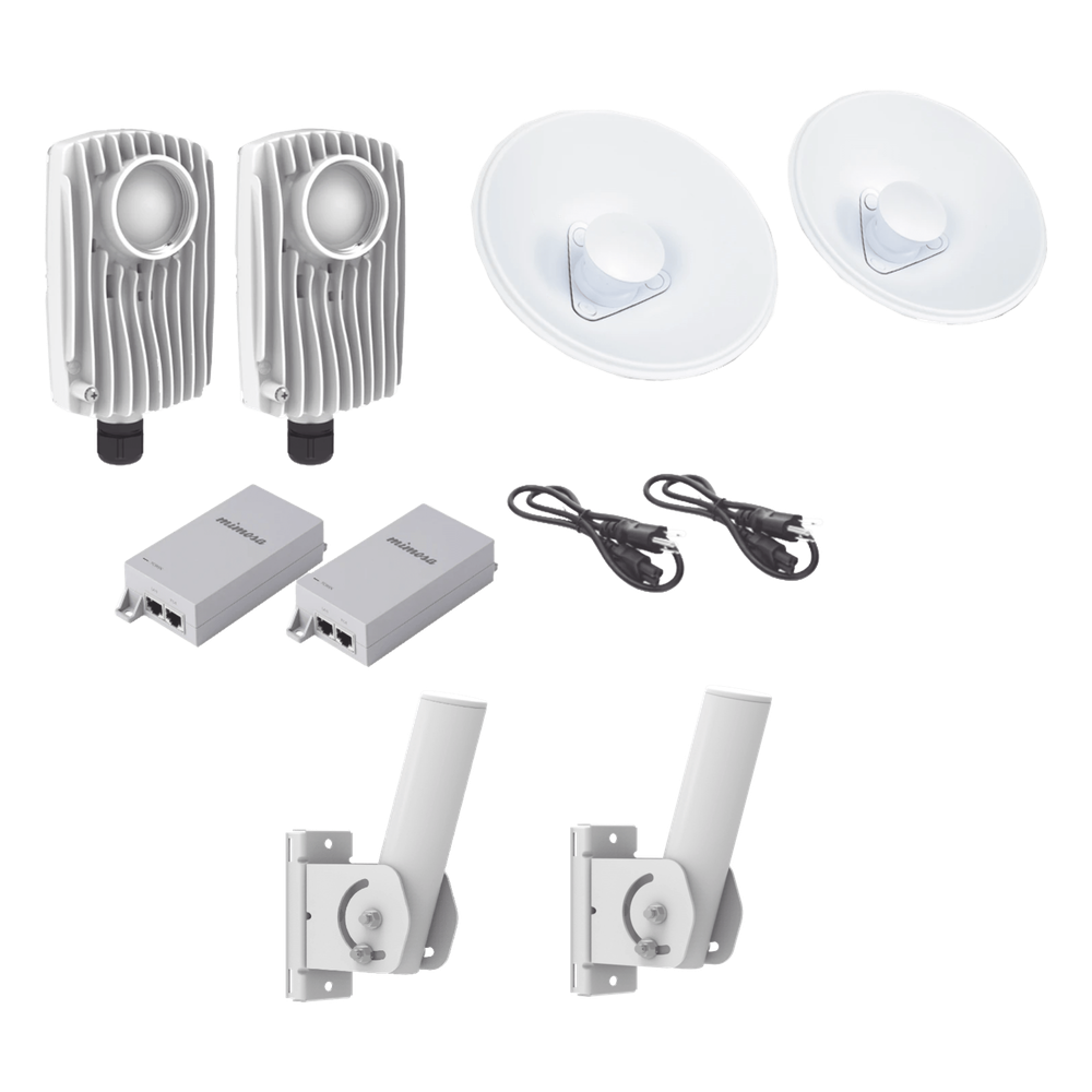 Kit de 2 radios C6X con 2 antenas de (20 dBi), rango de frecuencia extendida (5.1 a 6.4 GHz), incluye inyector POE, cable de alimentación y 2