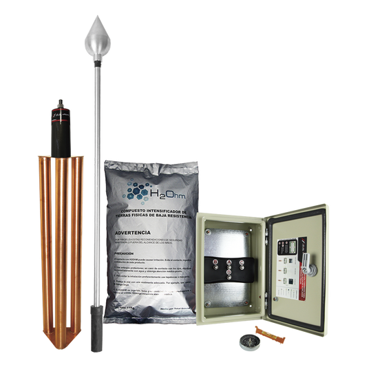 Kit de Pararrayo con Punta en Aluminio con Diámetro de Protección de 160 metros.