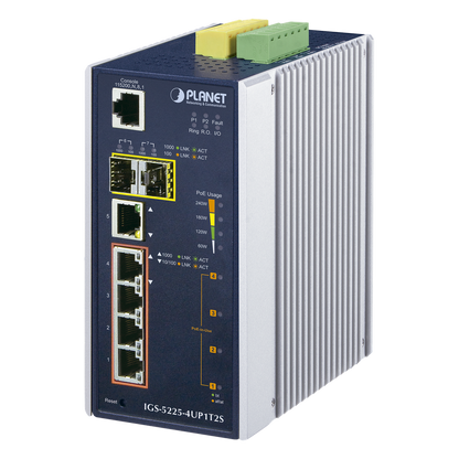 Switch Industrial Administrable 4 Puertos Gigabit c/Ultra PoE 802.3af/at, 2 Puertos SFP