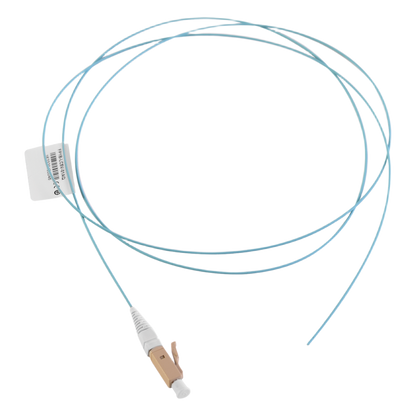 Pigtail de Fibra Óptica LC Simplex, Multimodo OM3 XGLO 50/125, OFNR, Color Aqua, 1 Metro (3.28 Pies)