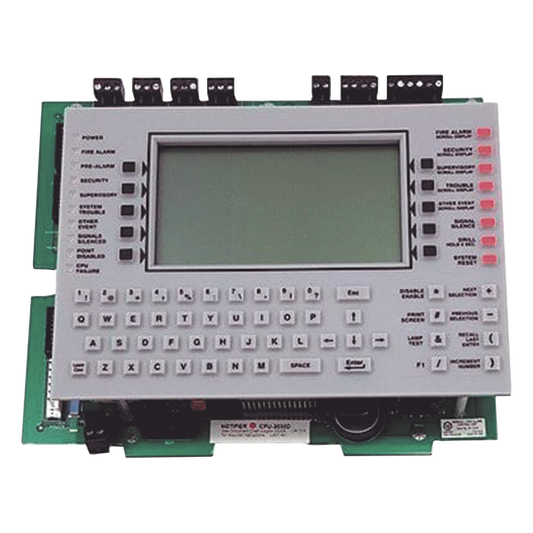 Unidad central de procesamiento con pantalla LCD de 640 caracteres y teclado QWERTY, en inglés, para panel de detección de incendio NFS2-3030
