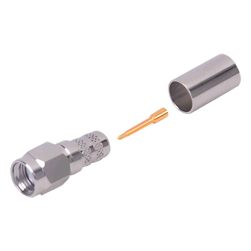 Conector SMA Macho de Anillo Plegable para Cables LMR-240, RG-8/X, 9258, Niquel/Oro/Teflón