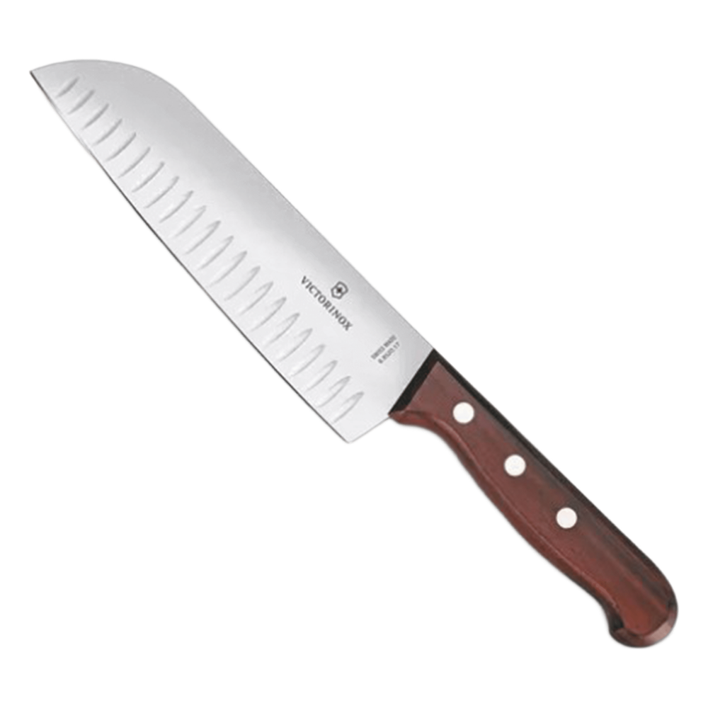 Cuchillo Santoku Wood de 17 cm, Filo con Alvéolos Estilo Japonés.