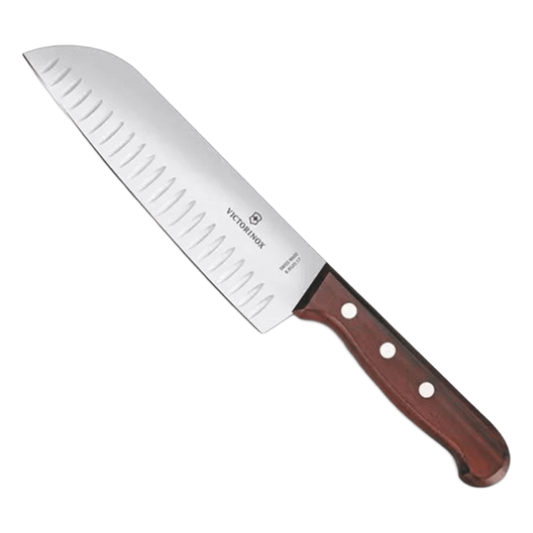 Cuchillo Santoku Wood de 17 cm, Filo con Alvéolos Estilo Japonés.