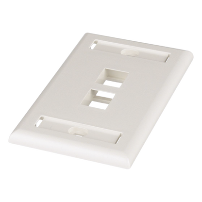 Placa de Pared Vertical, Salida Para 2 Puertos Keystone, Con Espacios Para Etiquetas, Color Blanco Mate